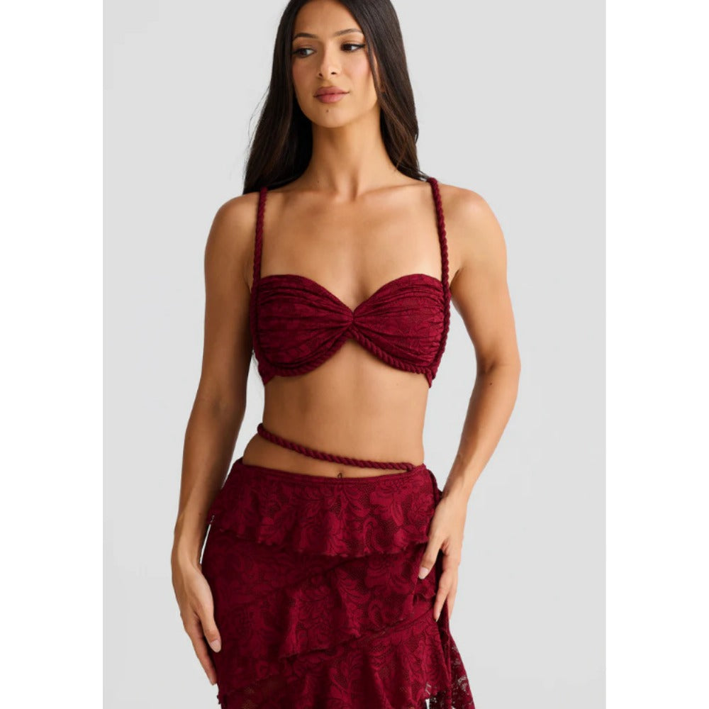 Lace Crop Top and Ruffled Skirt Set for Women - Licia