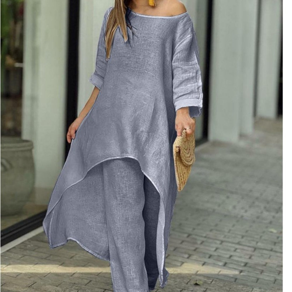 Long Tunic with Wide Leg Pants for Women - Sabrina