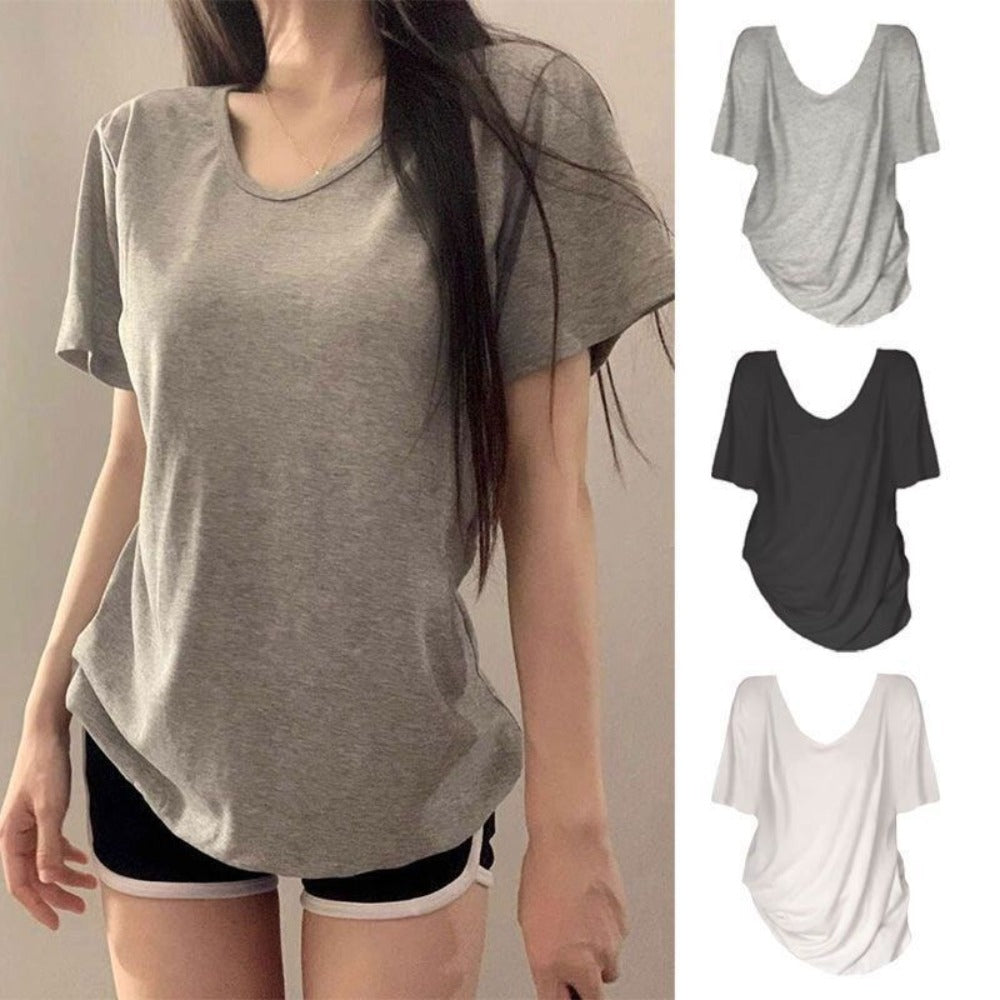 V Neck Short Sleeve T Shirt for Women - Pamela