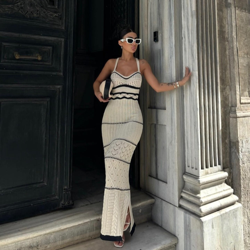 Knitted Maxi Dress with Side Slit for Women - Margherita