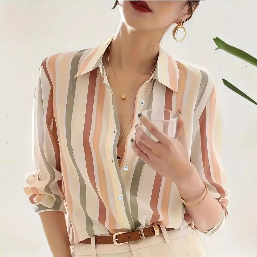 Striped Button Up Shirt for Women - Fulvia