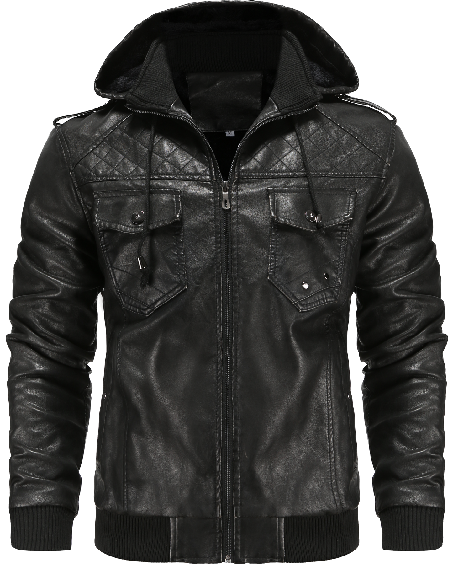 Men's Hooded Leather Jacket | Winter