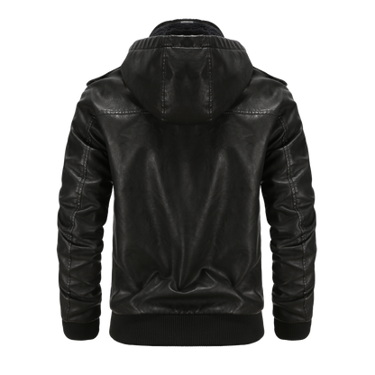 Men's Hooded Leather Jacket | Winter