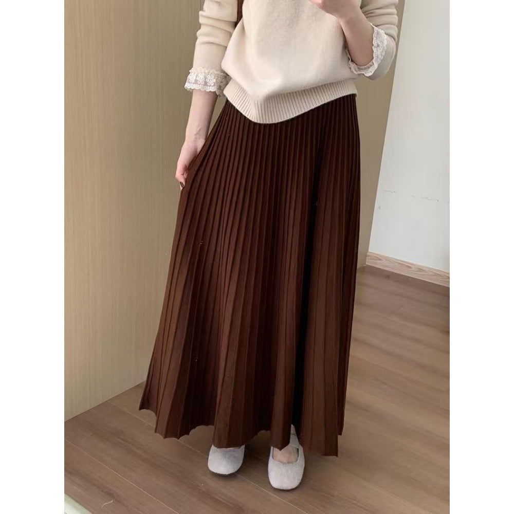 Pleated Maxi Skirt with High Waist for Women - Michela