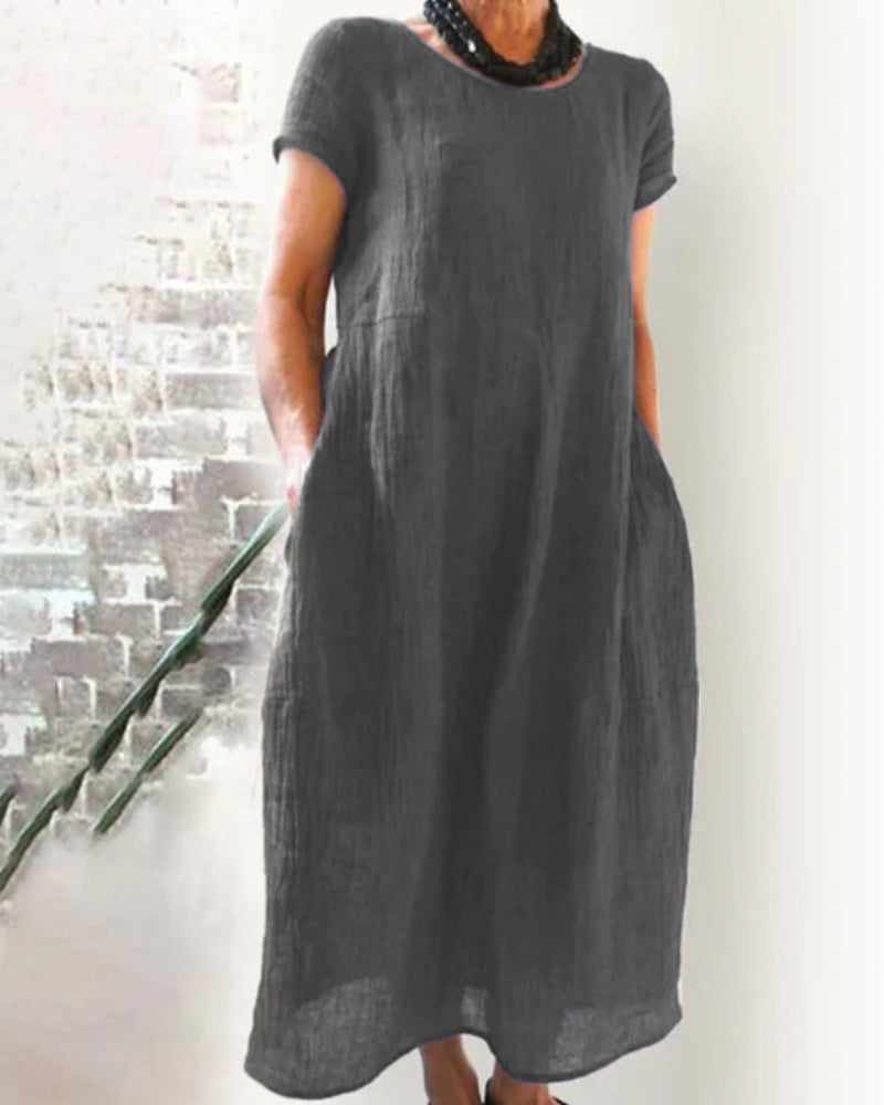 Comfortable Midi Dress with Short Sleeves for Women | Casual Everyday Style