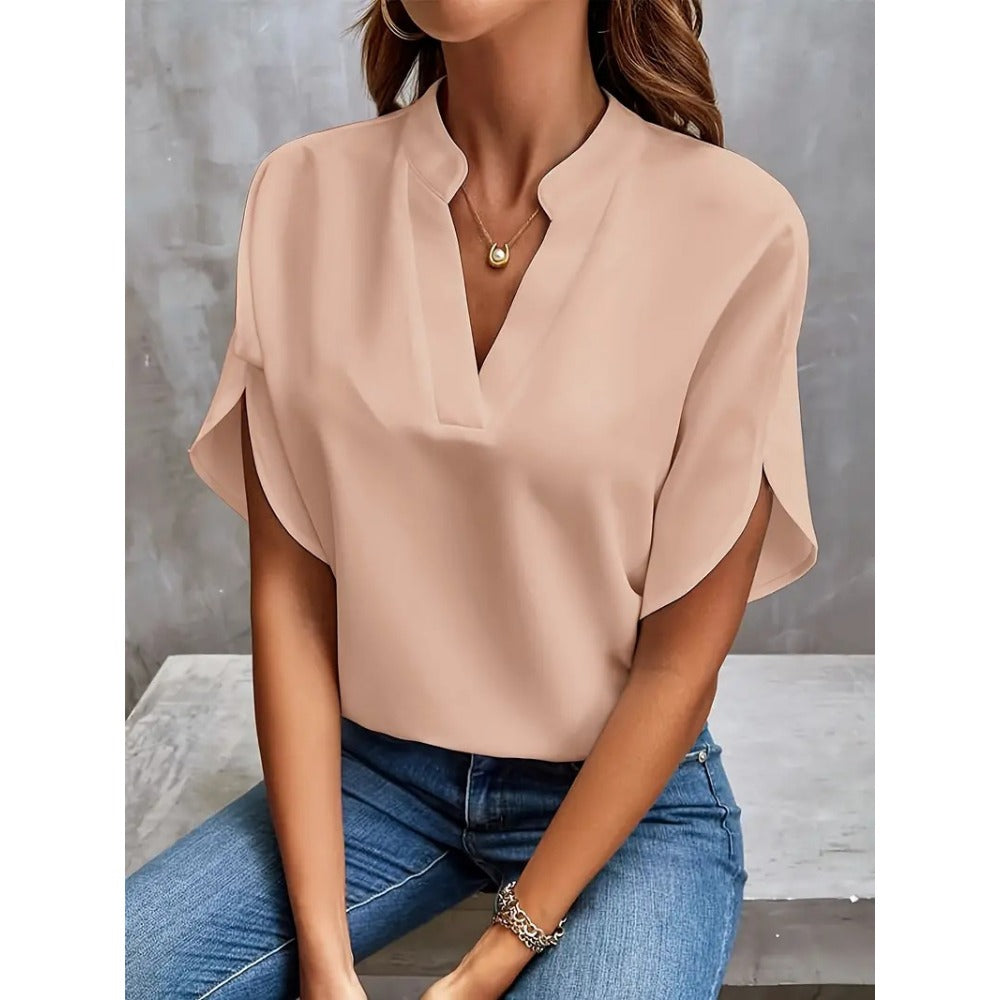 Short Sleeve V-Neck Blouse for Women - Romina