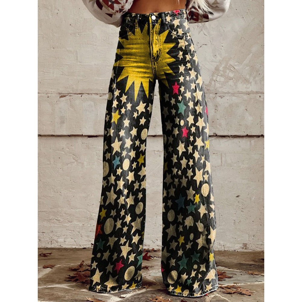 Striped Wide Leg Pants with High Waist for Women - Beatrice