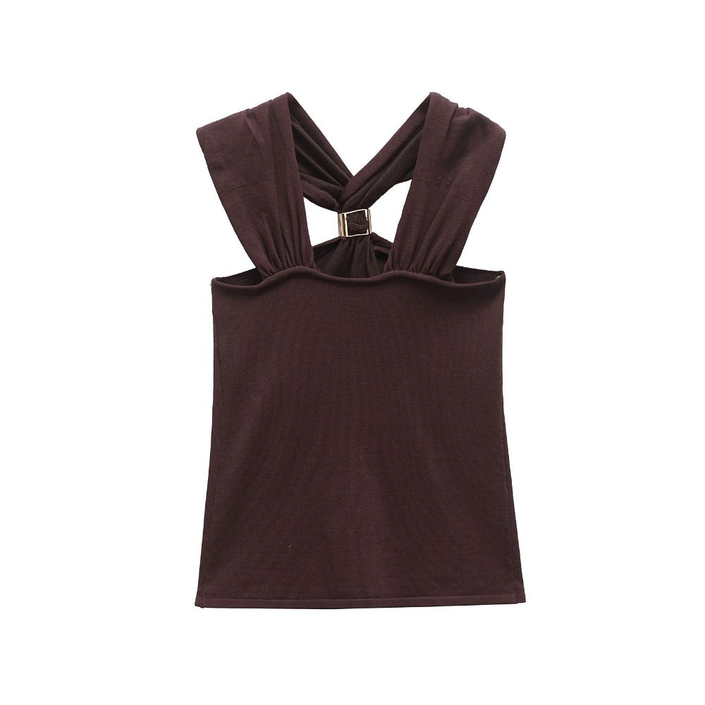 Sleeveless Knot Strap Tank Top in Multiple Colors for Women - Livia