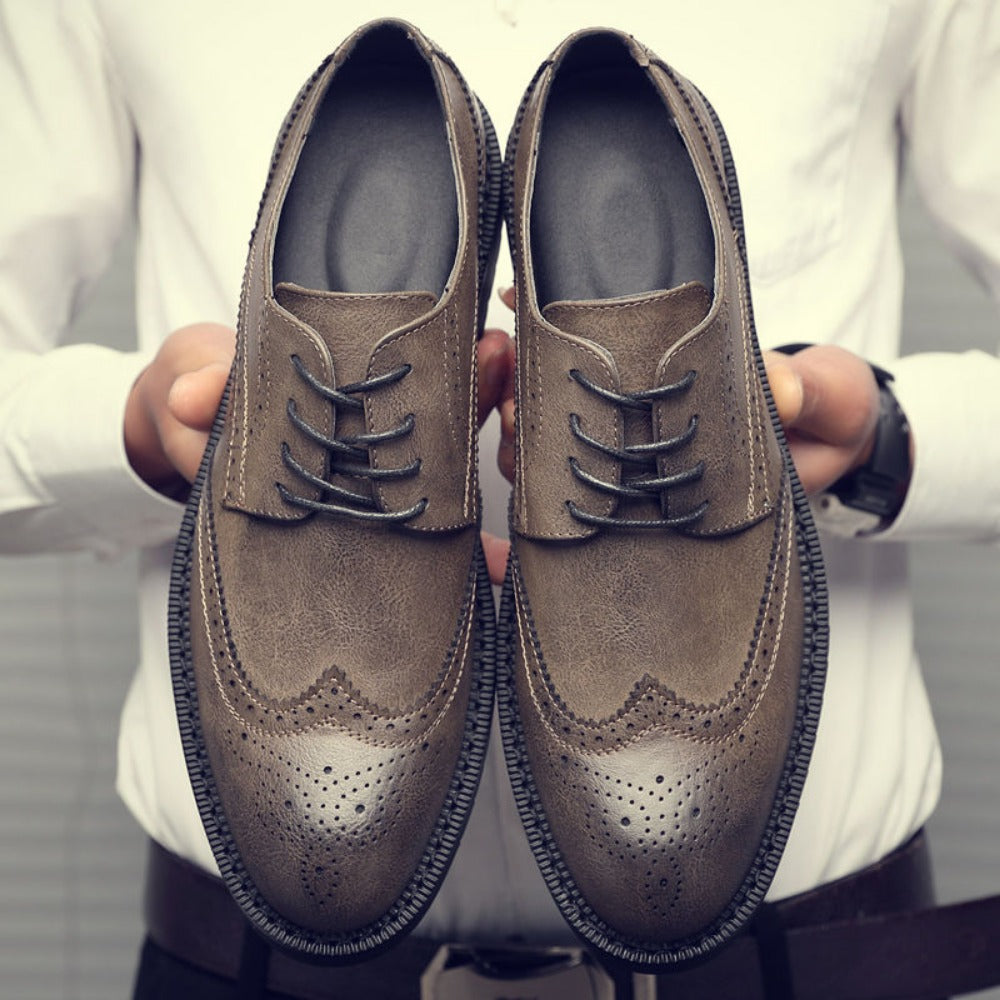 Leather Lace Up Oxford Dress Shoes for Men - Elide