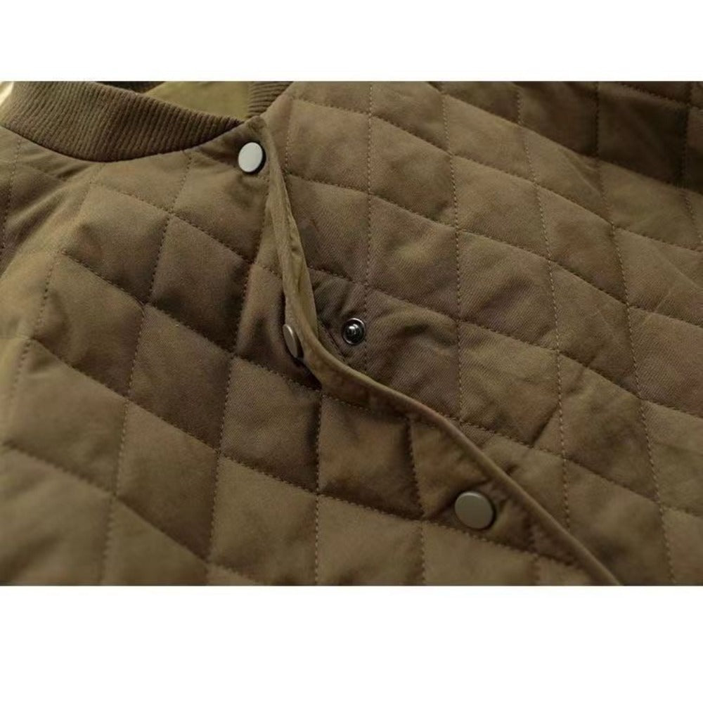 Quilted Button Down Jacket with Pockets for Women - Noemi