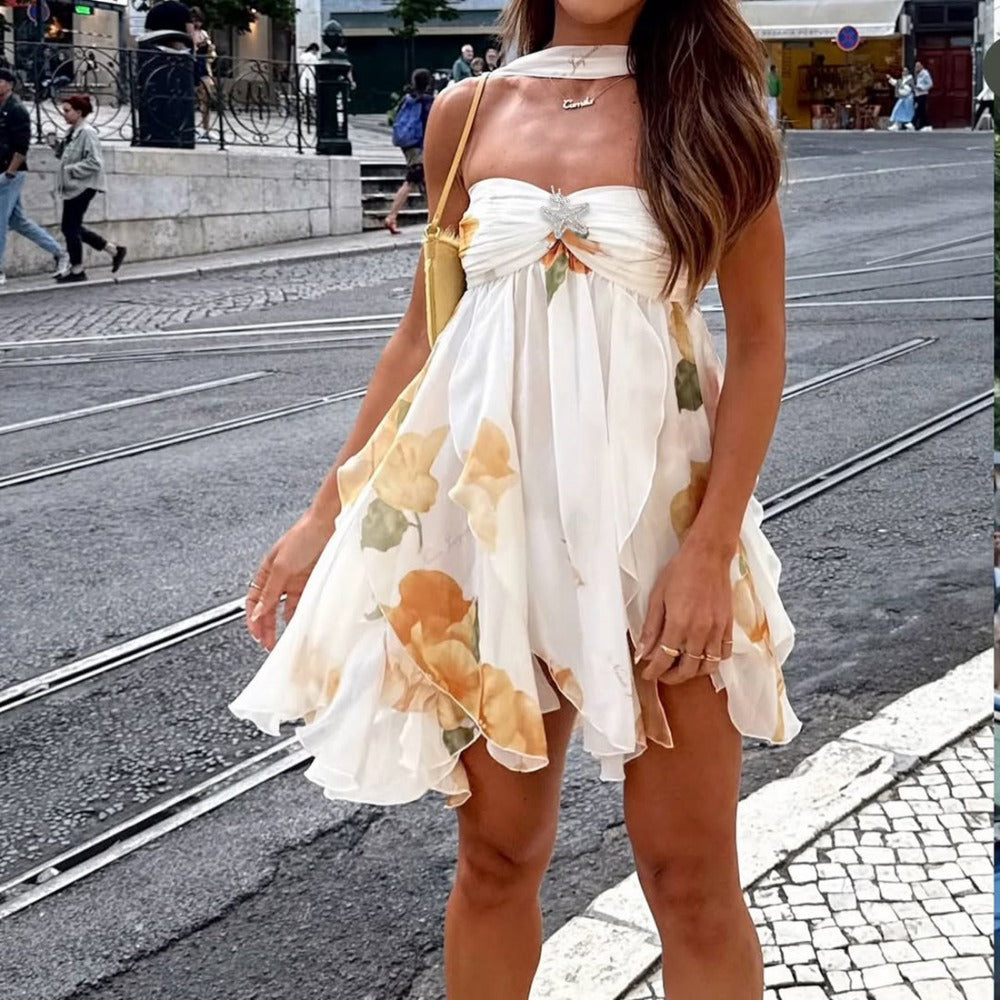 Floral Print Strapless Mini Dress for Women - Gaia