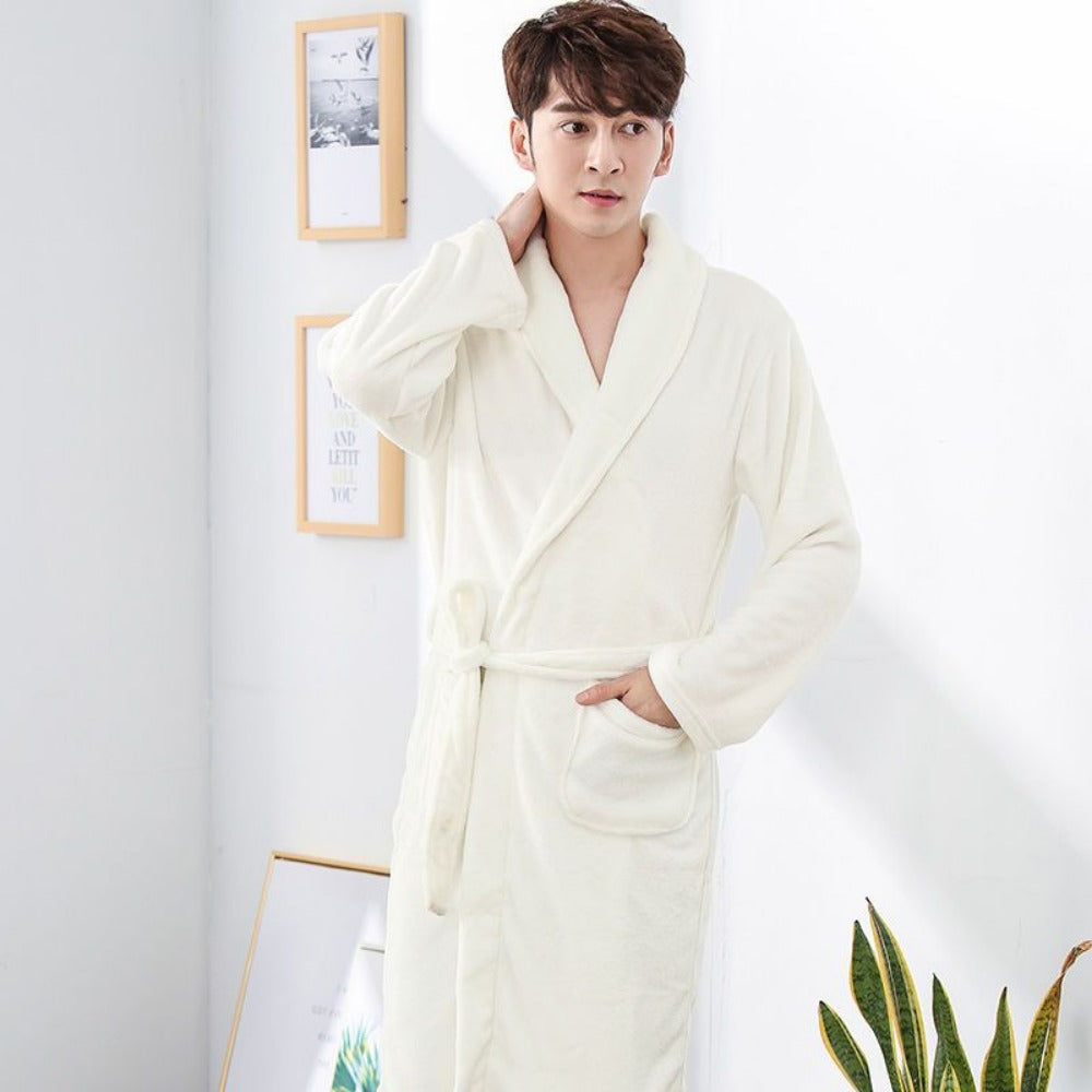 Fleece Bathrobe with Belt and Pockets for Men - Alessandra