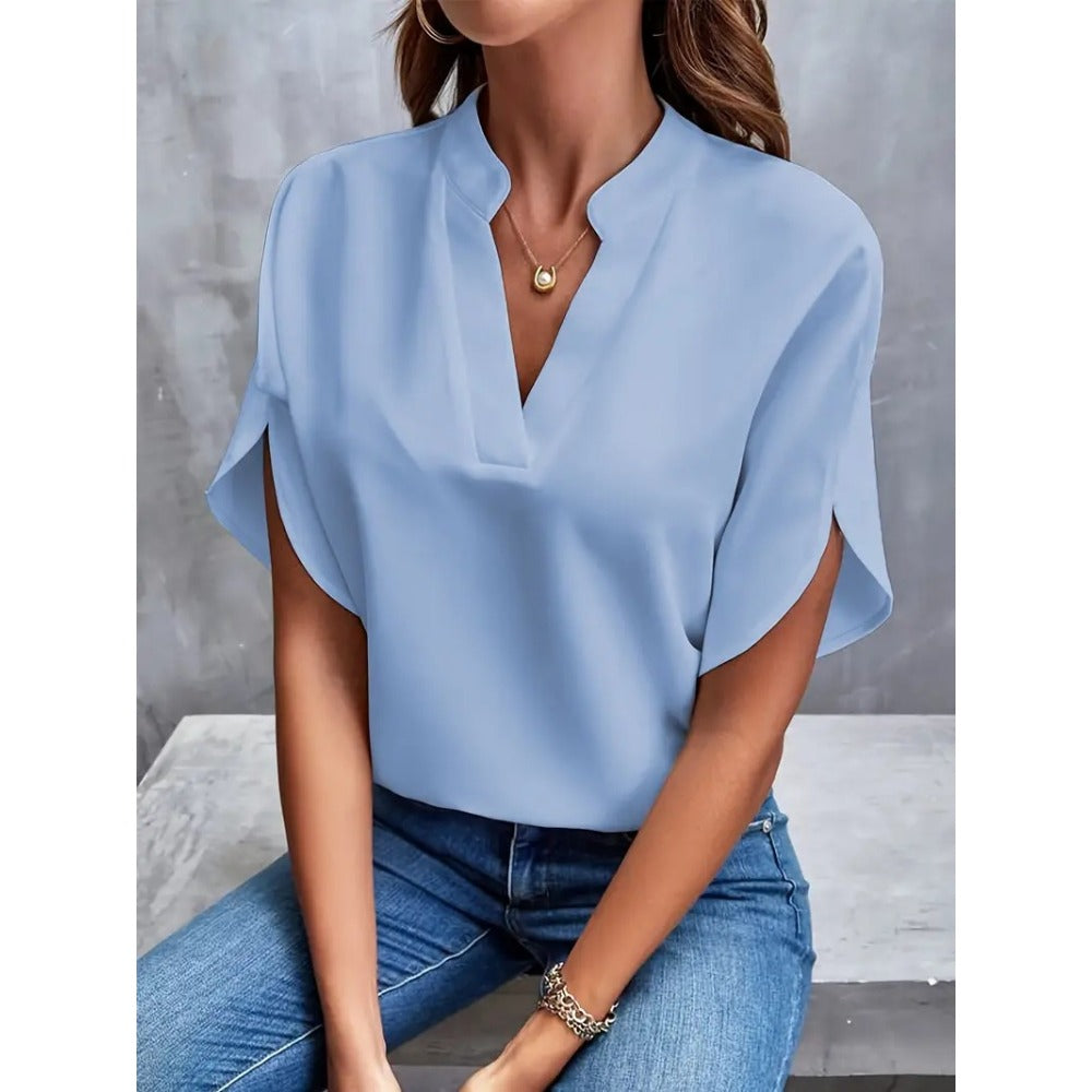 Short Sleeve V-Neck Blouse for Women - Romina