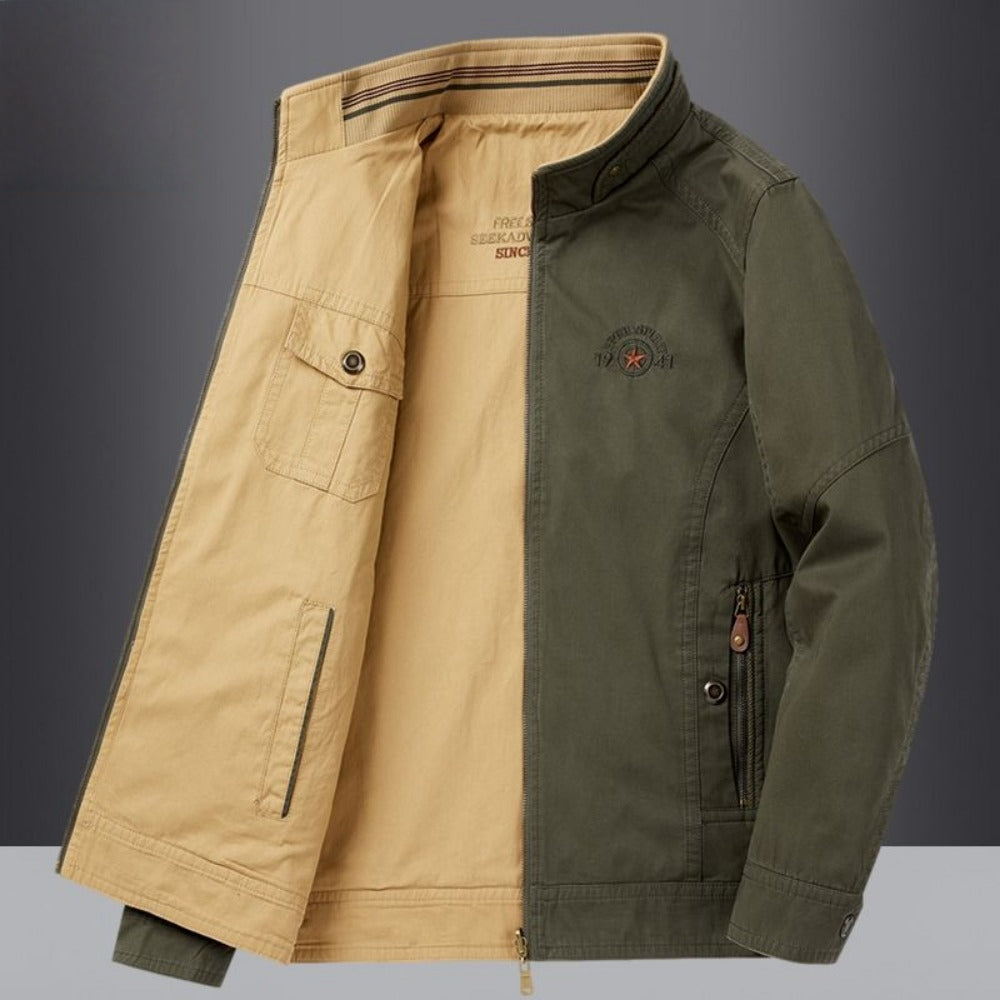 Reversible Lightweight Jacket with Zipper Pockets for Men - Azzurra