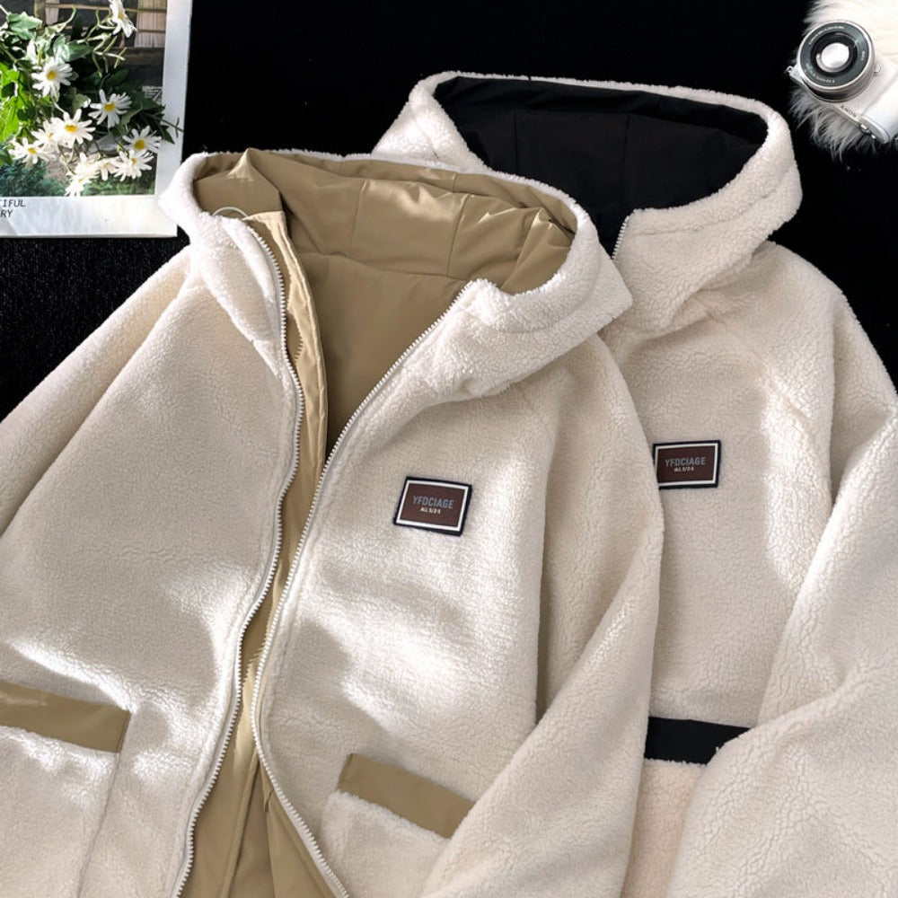 Reversible Fleece Lined Hooded Jacket for Men - Annetta