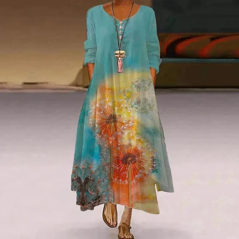 Breathable Lined Maxi Dress for Women – Long Sleeve Summer Style