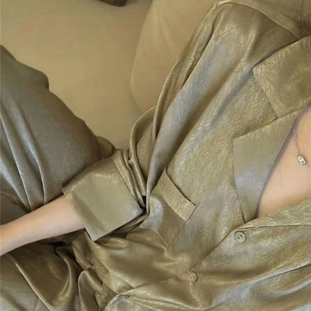 Satin Long Sleeve Pajama Set for Women - Claudia
