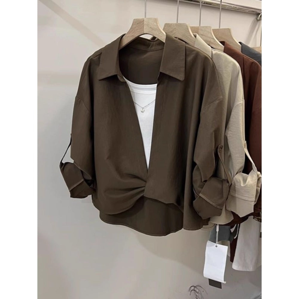 Faux Two Piece Long Sleeve Blouse for Women - Fiammetta