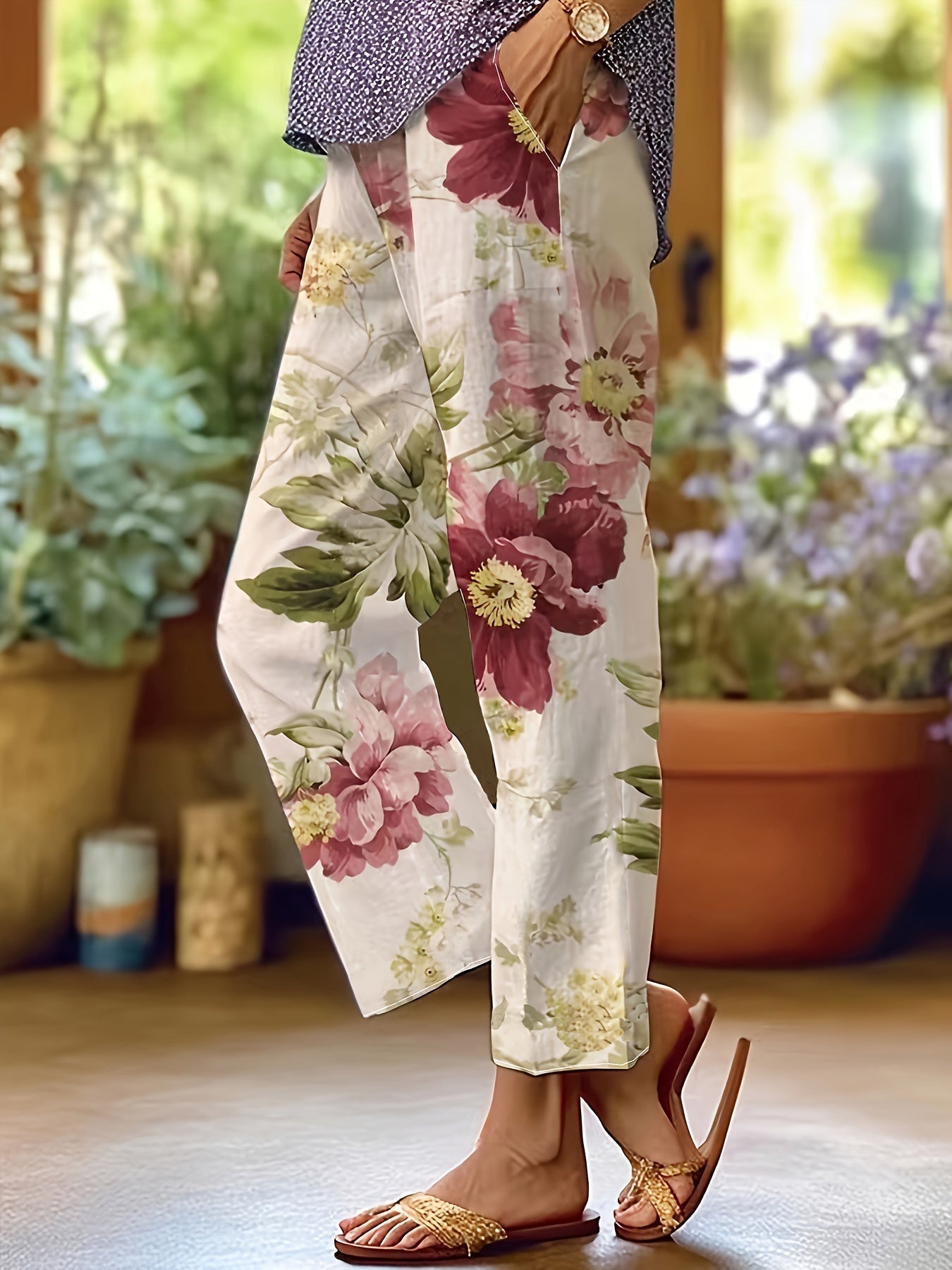 Summer Printed Cropped Pants for Women