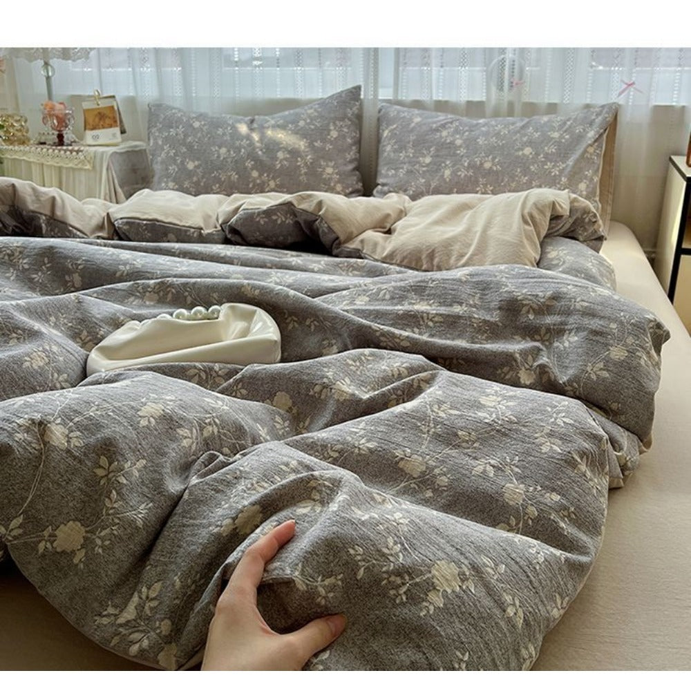 Floral Cotton Duvet Cover Bedding Set for Bedroom - Emanuela