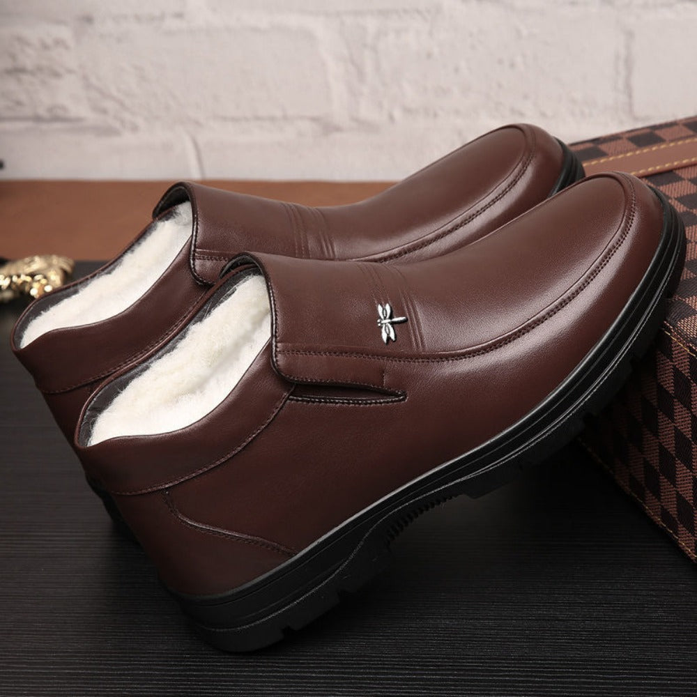 Leather Fleece Lined Winter Boots for Men - Serena