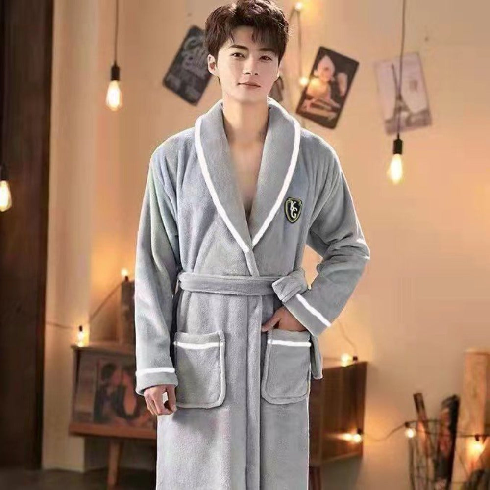 Fleece Bathrobe with Belt and Pockets for Men - Alessandra