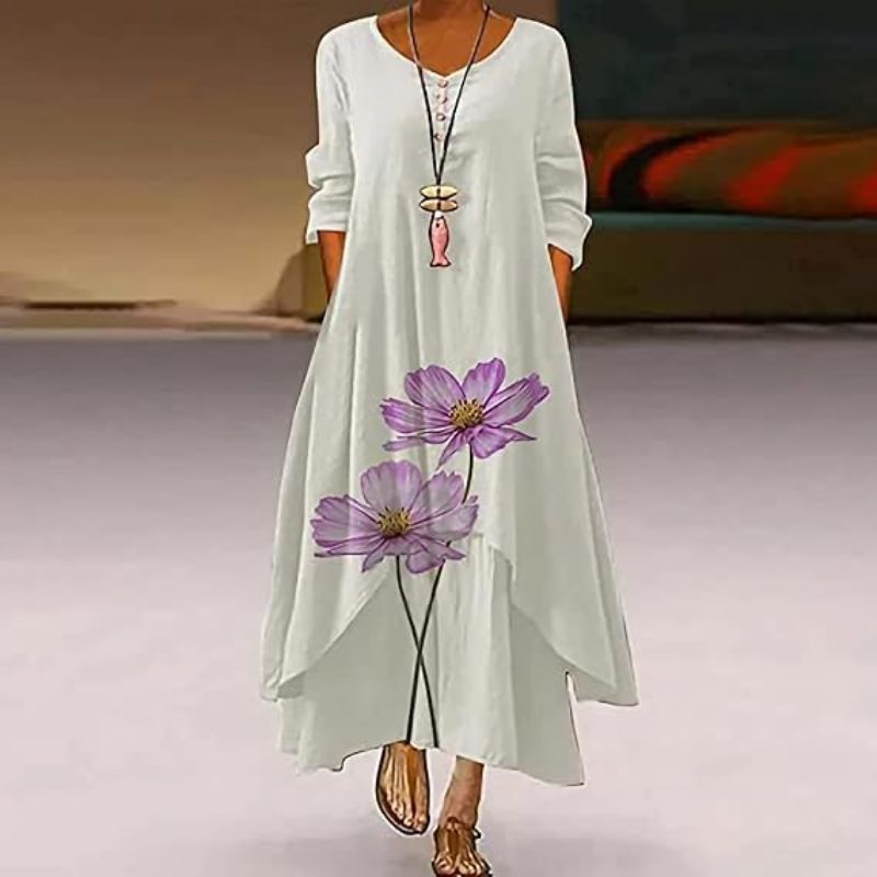 Breathable Lined Maxi Dress for Women – Long Sleeve Summer Style