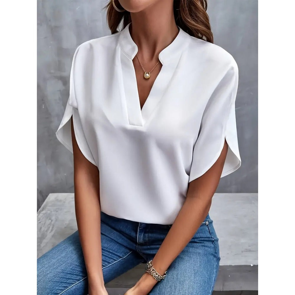 Short Sleeve V-Neck Blouse for Women - Romina