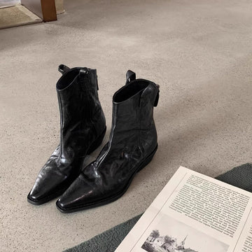 Genuine Leather Ankle Boots with Pointed Toe for Women - Costanza