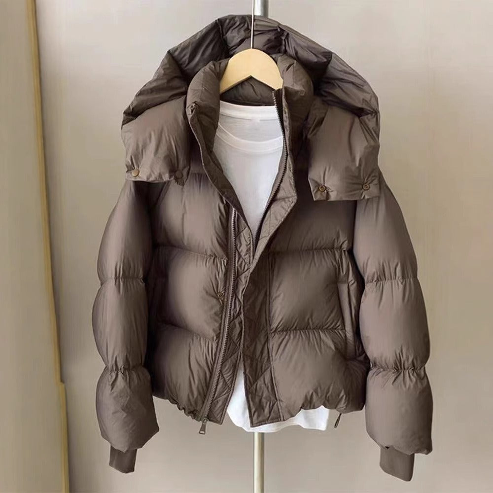 Hooded Puffer Jacket with Zipper for Women - Rina