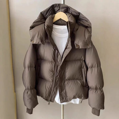 Hooded Puffer Jacket with Zipper for Women - Rina
