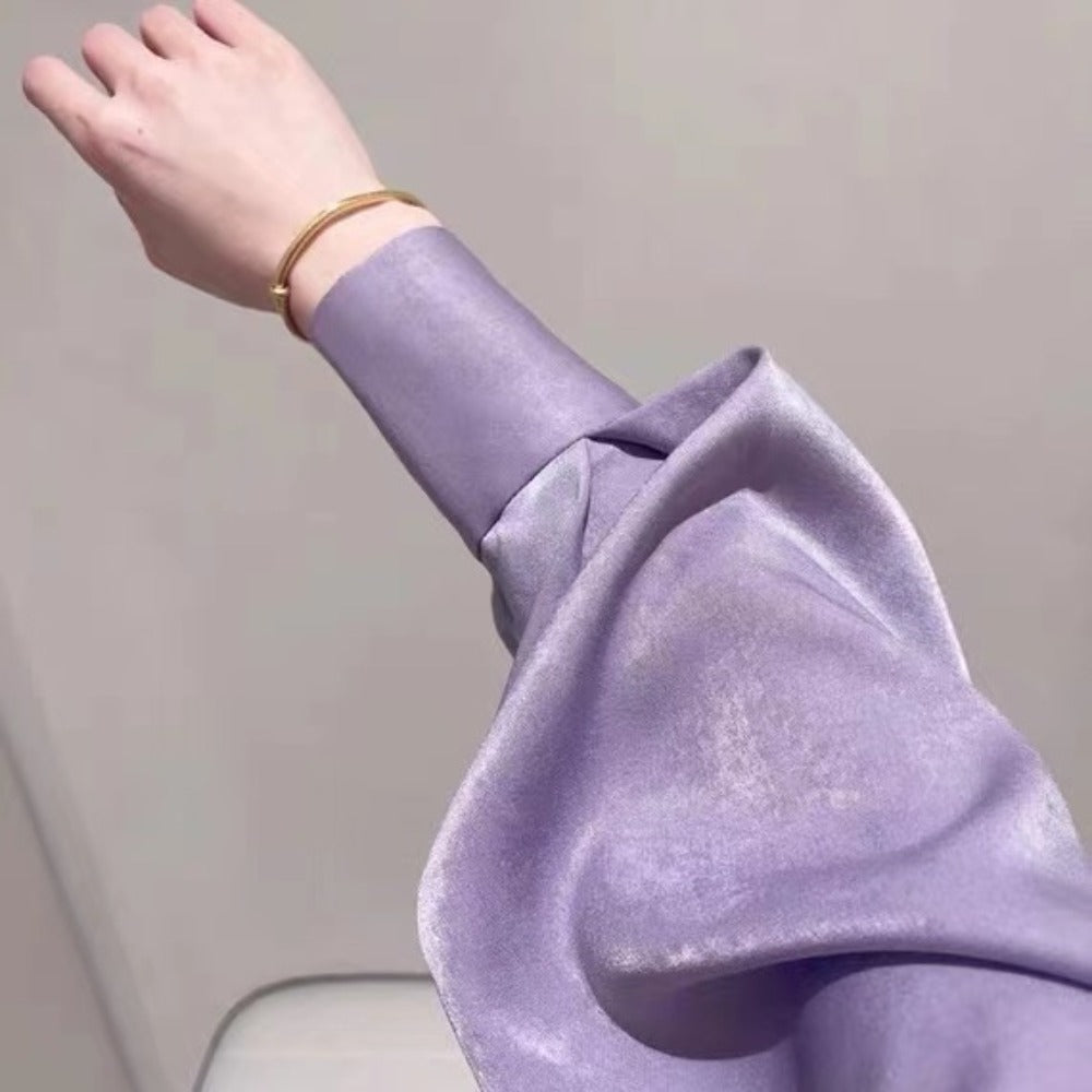 Light Purple Long Sleeve Button Up Shirt for Women - Zita