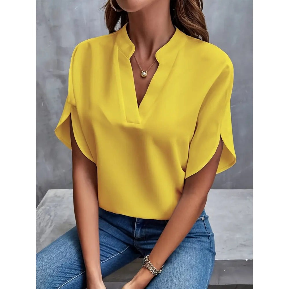 Short Sleeve V-Neck Blouse for Women - Romina