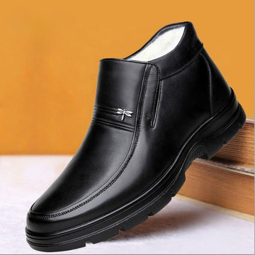 Leather Fleece Lined Winter Boots for Men - Serena