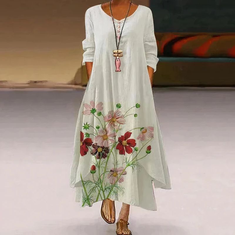 Breathable Lined Maxi Dress for Women – Long Sleeve Summer Style