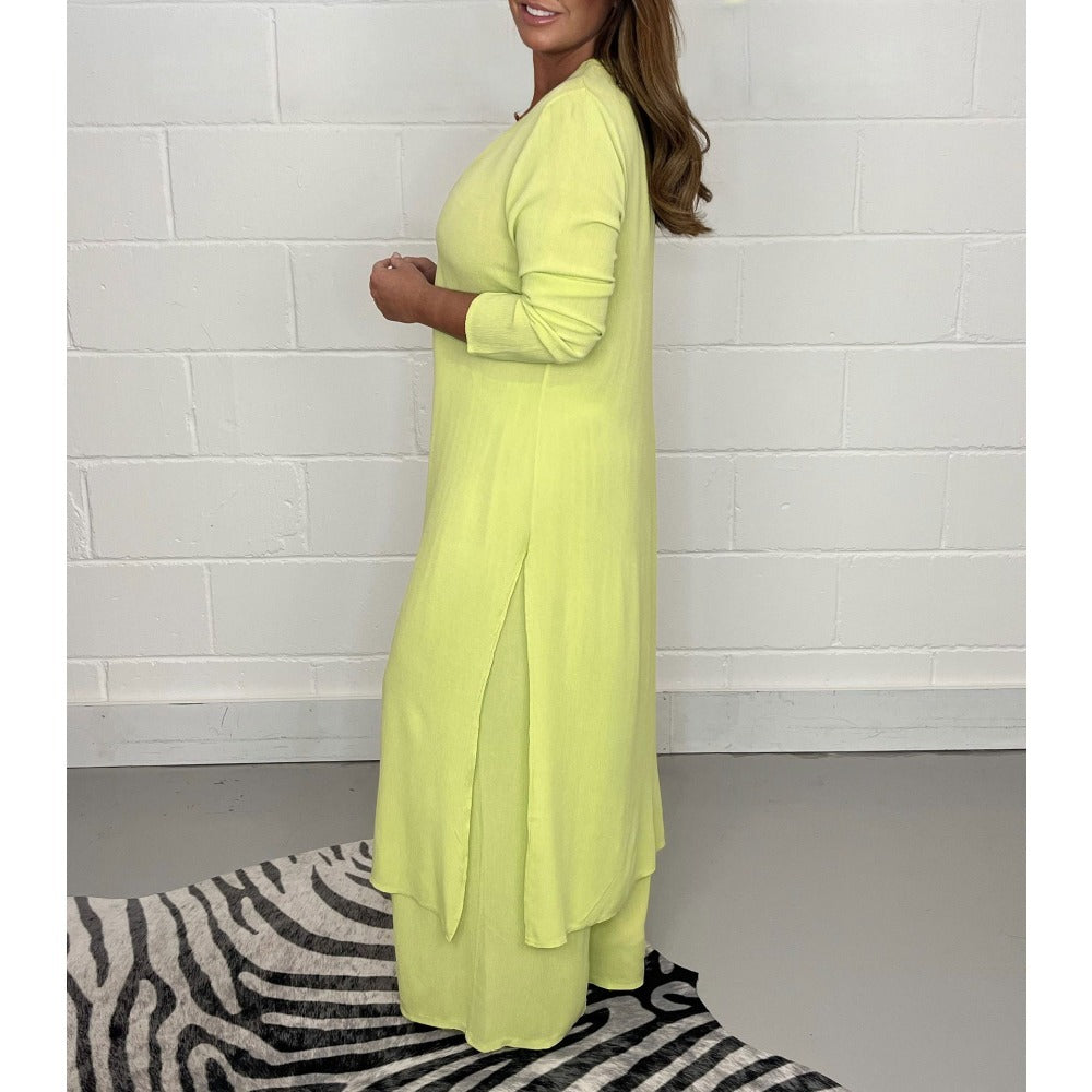 V-Neck Long Sleeve Split Hem Jumpsuit for Women - Costanza