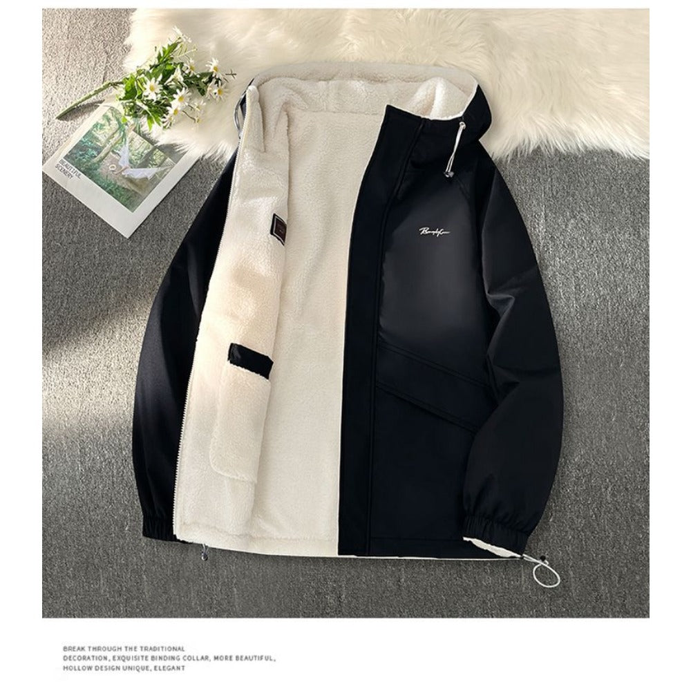 Reversible Fleece Lined Hooded Jacket for Men - Annetta