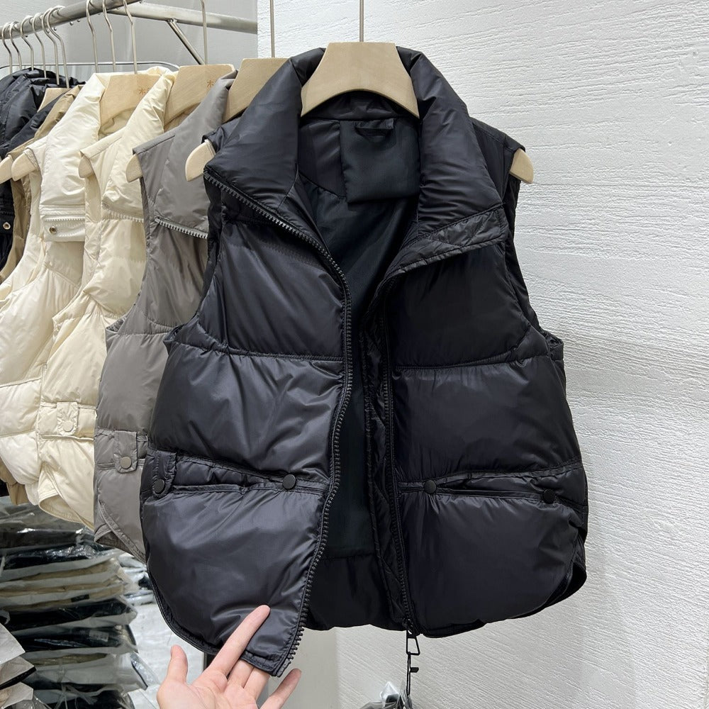 Puffer Vest with High Collar for Women - Greta