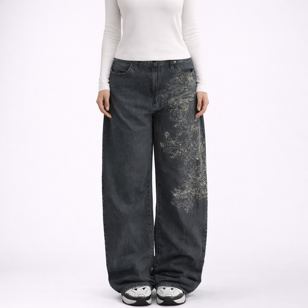 Jeans Boyfriend a Gamba Larga per Donna