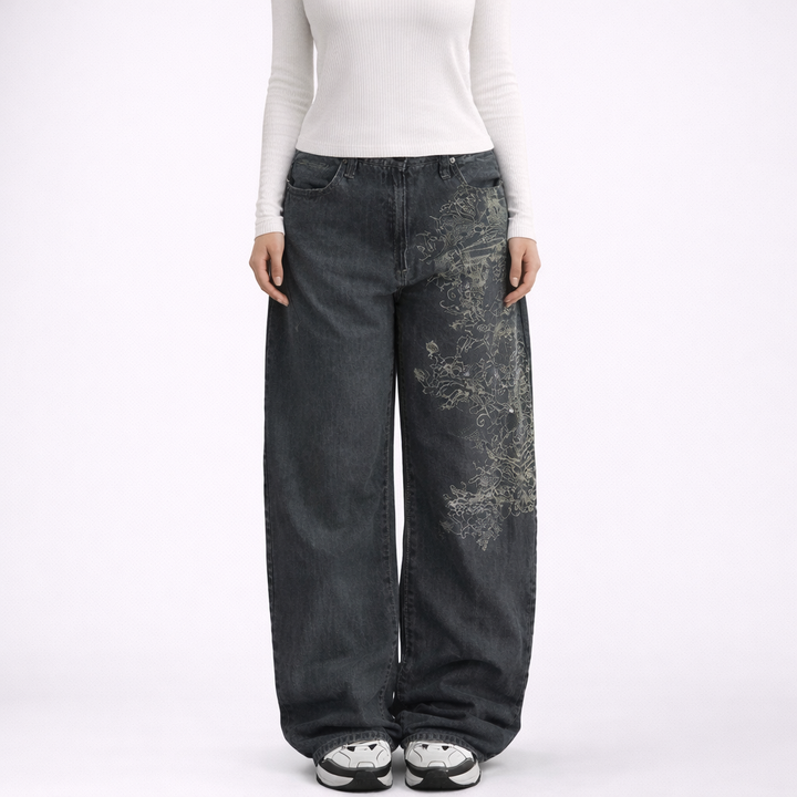 Jeans Boyfriend a Gamba Larga per Donna