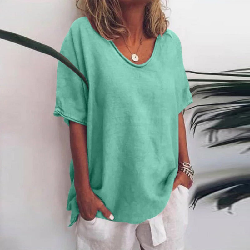 Classic Relaxed Fit Blouse for Women – Short Sleeve & Comfortable