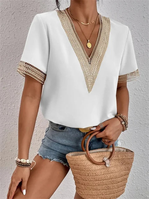 Chic V-Neck Summer Blouse for Women