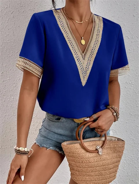 Chic V-Neck Summer Blouse for Women