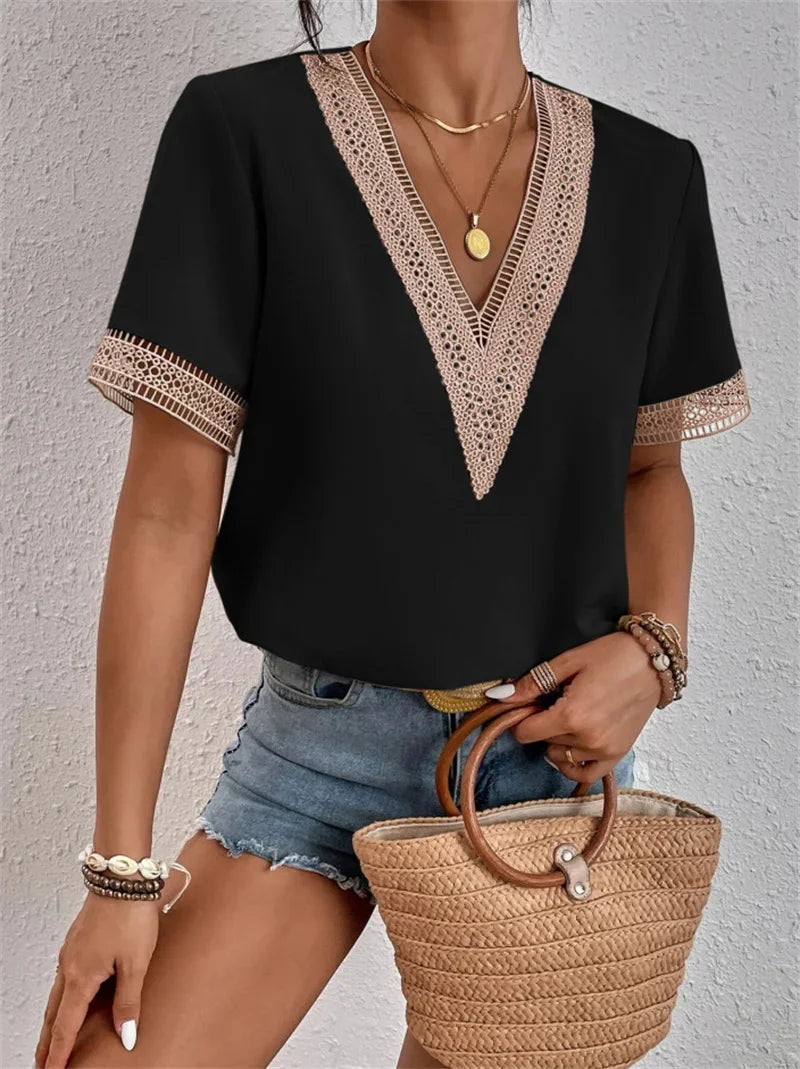 Chic V-Neck Summer Blouse for Women