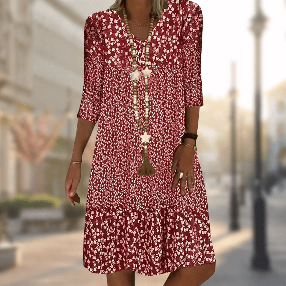 Vintage Mini Dress with V-Neck for Women