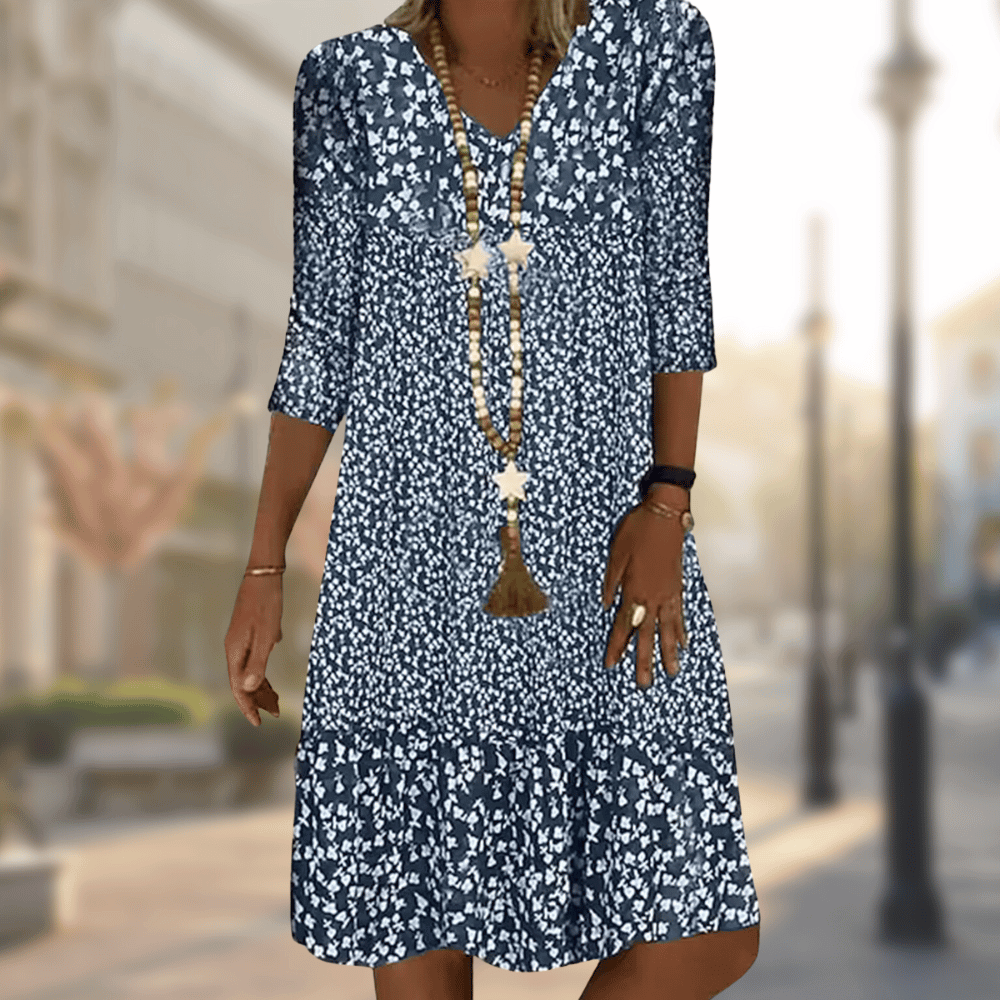 Vintage Mini Dress with V-Neck for Women