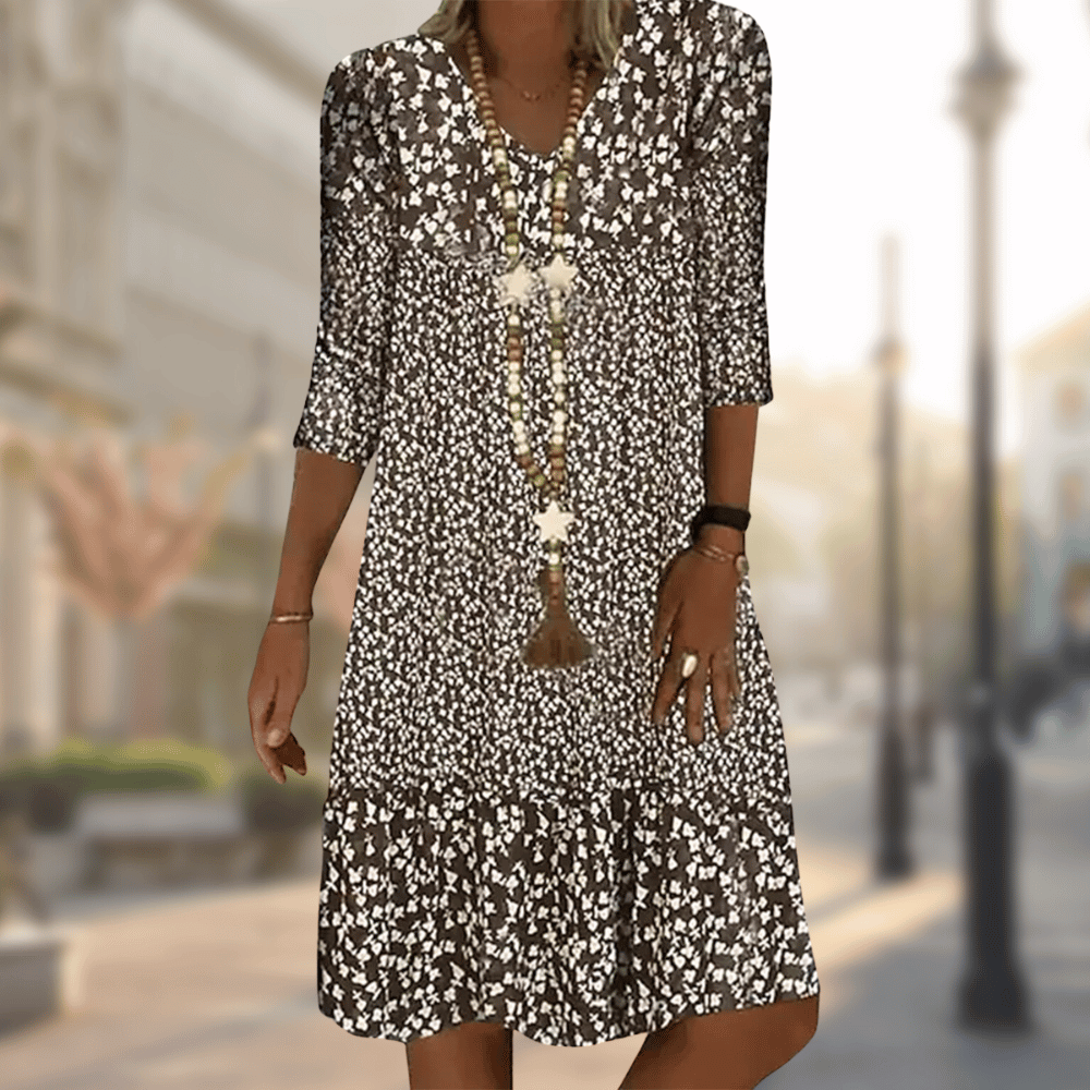 Vintage Mini Dress with V-Neck for Women