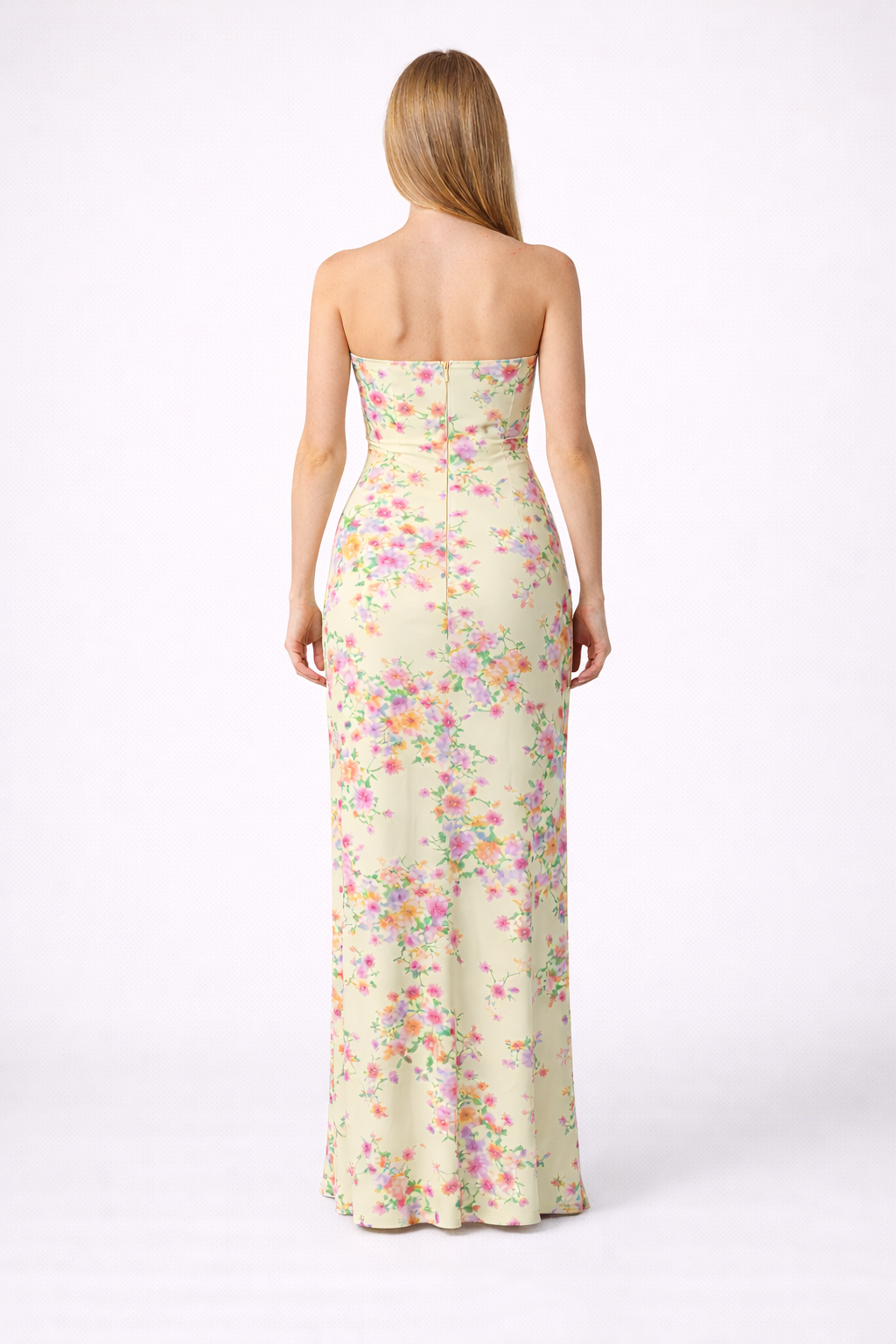 Abito Maxi a Fiori Color Limone