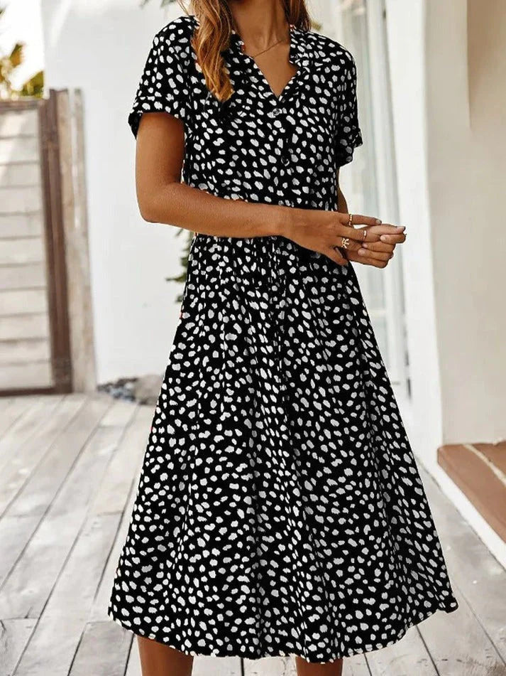 Vintage V-Neck Summer Shirt for Women | Midi