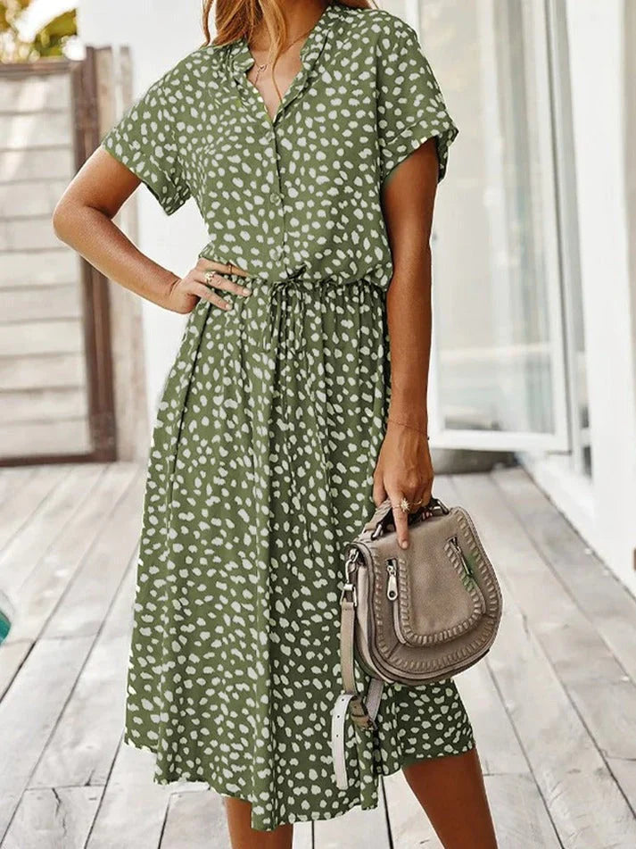Vintage V-Neck Summer Shirt for Women | Midi